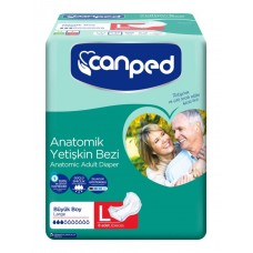 Canped Anatomik Yetişkin Bezi Büyük Boy L 8 Adet Sızmalara Karşı Bariyerli ve Dermatolojik Olarak Test Edilmiş
