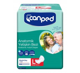 Canped Anatomik Yetişkin Bezi Büyük Boy L 8 Adet Sızmalara Karşı Bariyerli ve Dermatolojik Olarak Test Edilmiş