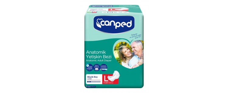Canped Anatomik Yetişkin Bezi Büyük Boy L 8 Adet Sızmalara Karşı Bariyerli ve Dermatolojik Olarak Test Edilmiş
