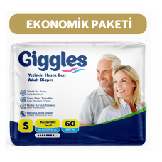 Giggles Yetişkin Bel Bağlamalı Hasta Bezi Small 30'lu 2 Paket 60 Adet
