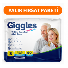 Giggles Yetişkin Bel Bağlamalı Hasta Bezi Small 30'lu 3 Paket 90 Adet
