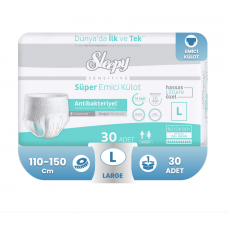 Sleepy Sensitive Antibakteriyel Süper Emici Külot L-Large Beden 30 Adet