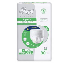 Sleepy Super 3 Large  – Yüksek Emici Külot Yetişkin Bezi 30'lu 2 Paket - 2400 ml