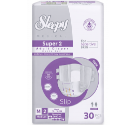 Sleepy Super 2 Medium – Yüksek Emici Belbantlı Yetişkin Bezi 30'lu 2 Paket - 2600 ml