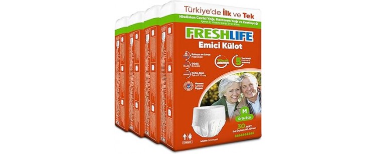 FRESHLİFE YETİŞKİN HASTA BEZİ KÜLOTLU MEDİUM 30'LU 4 PAKET