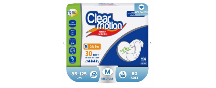 Clear Motion Belbantlı Hasta Bezi M-Medium Beden 90 Adet