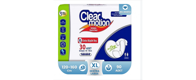 Clear Motion Belbantlı Hasta Bezi XL- Extra Large Beden 90 Adet