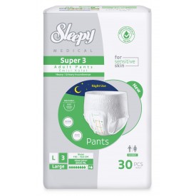 Sleepy Super 3 Large  – Yüksek Emici Külot Yetişkin Bezi 30'lu 2 Paket - 2400 ml