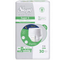 Sleepy Super 3 Medium – Yüksek Emici Külot Yetişkin Bezi 30'lu 2 Paket - 2400 ml